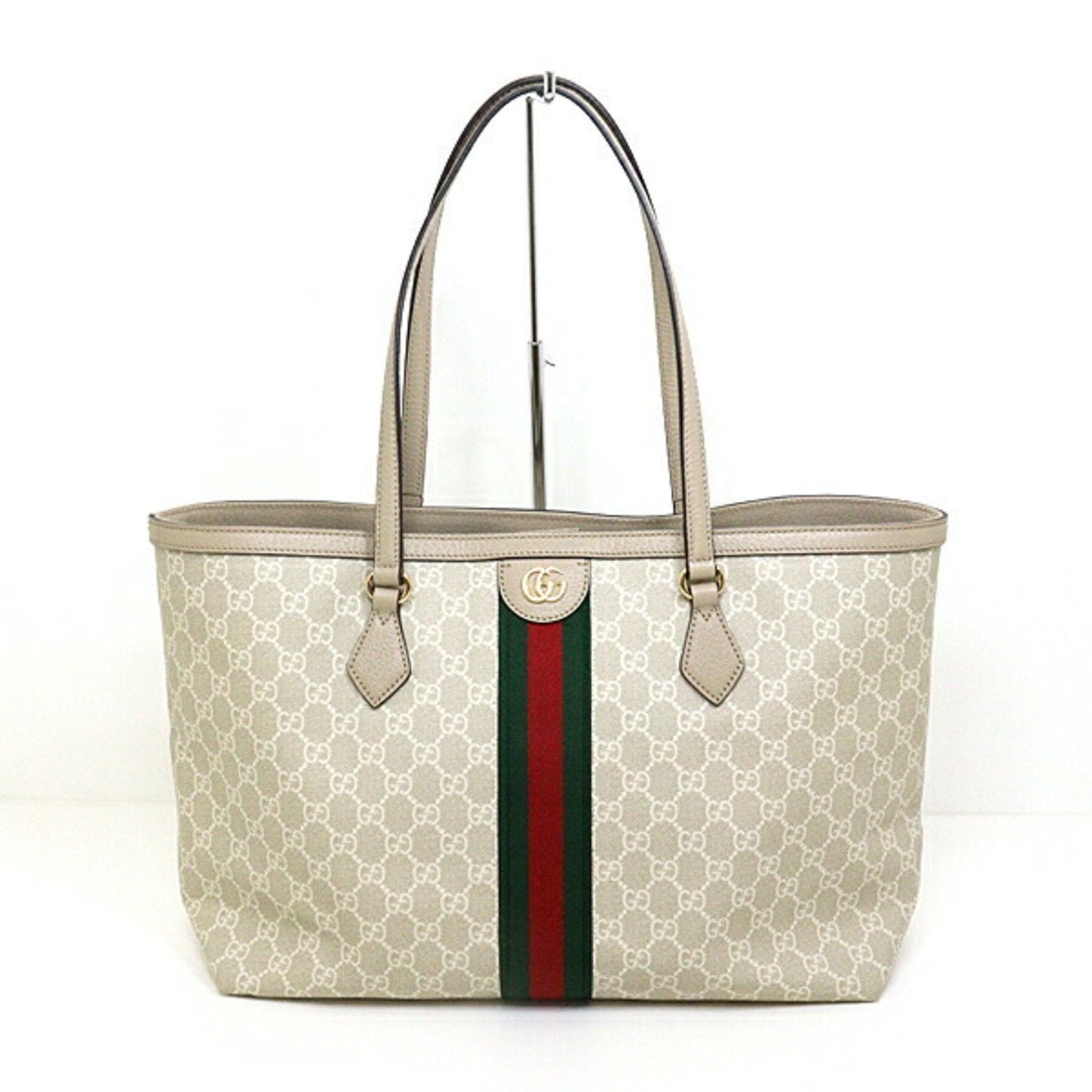 Gucci Beige Green Red Color White Gg Supreme Canvas Tote Bag