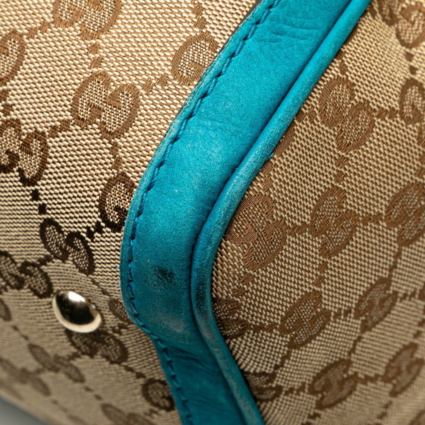 Gucci Beige Blue Gg Canvas Leather Handbag Shoulder Bag ( )
