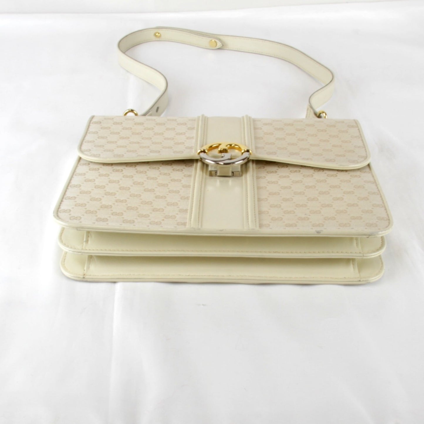 Gucci Microguccissima White Canvas Leather Shoulder Bag ( )