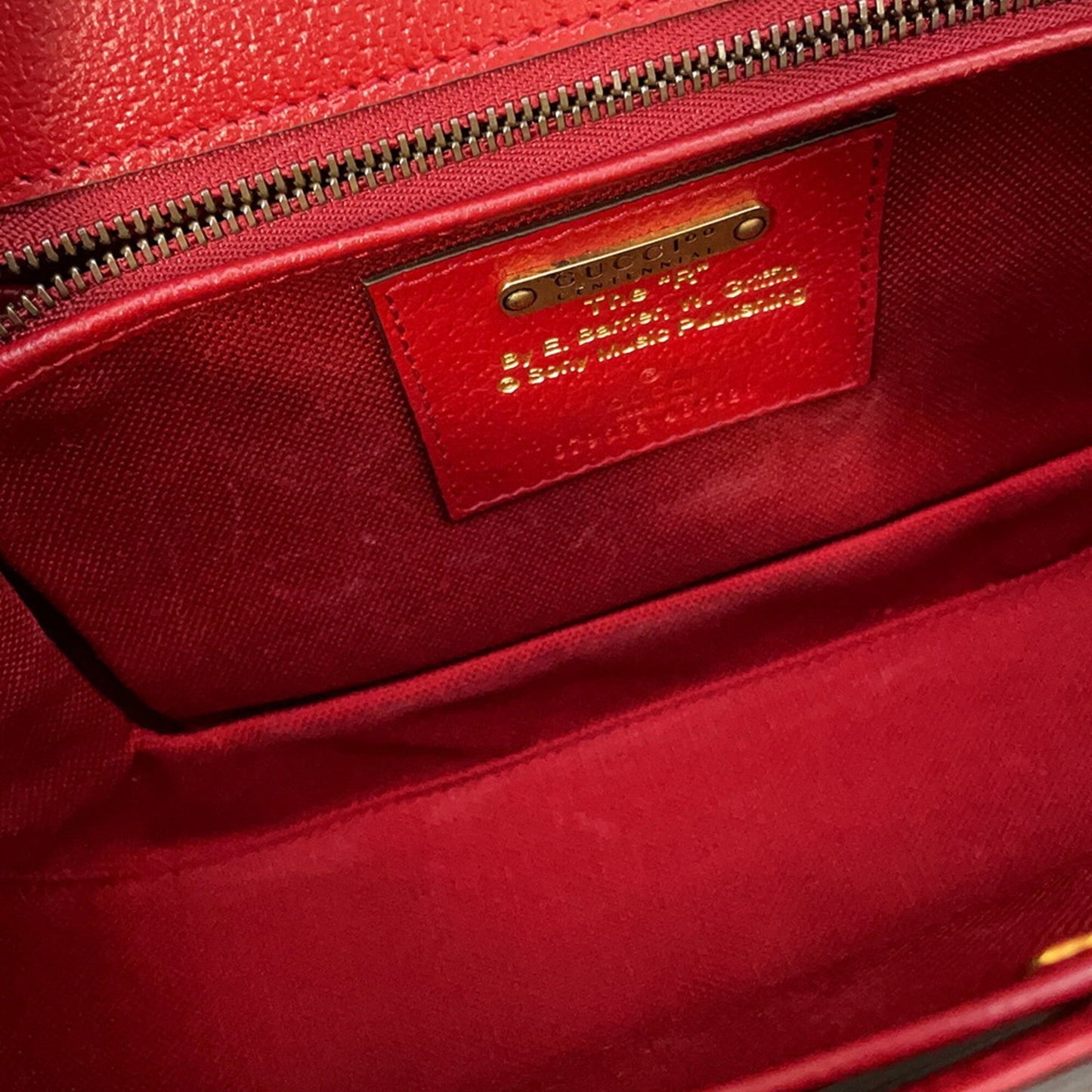 Gucci Ivory Red Color Leather Canvas Handbag ( )