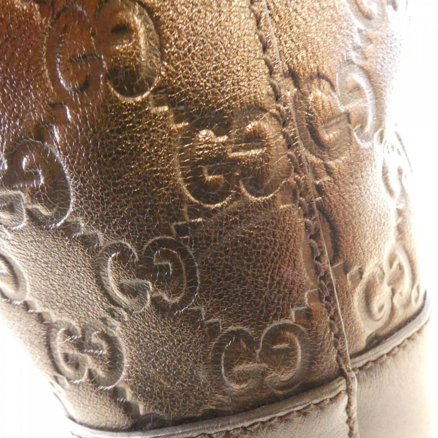 Gucci Bronze Brown Gg Leather Leather Shoulder Bag ( )