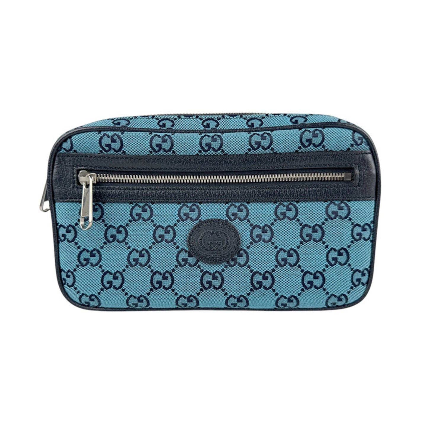 Gucci Blue Navy Gg Canvas Leather Fanny Pack ( )