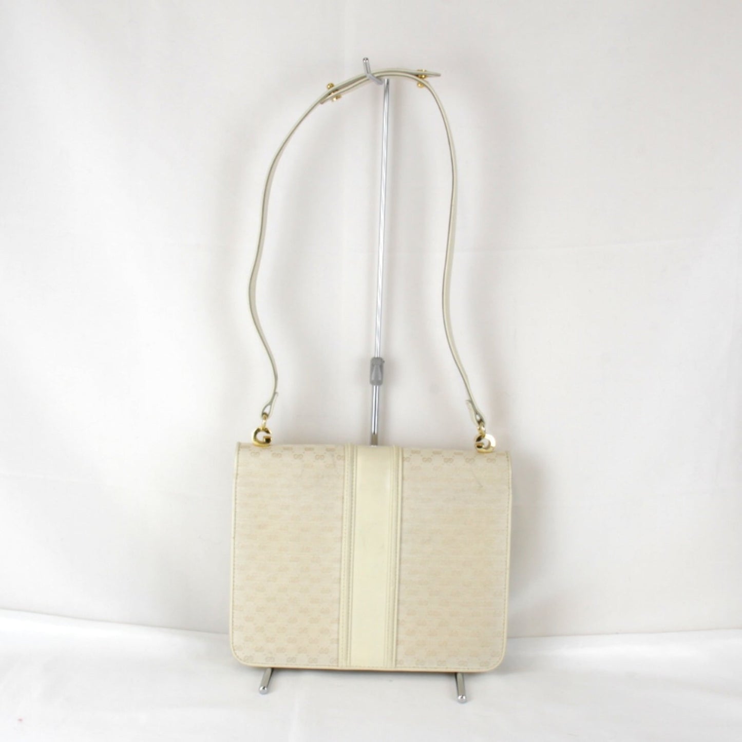 Gucci Microguccissima White Canvas Leather Shoulder Bag ( )