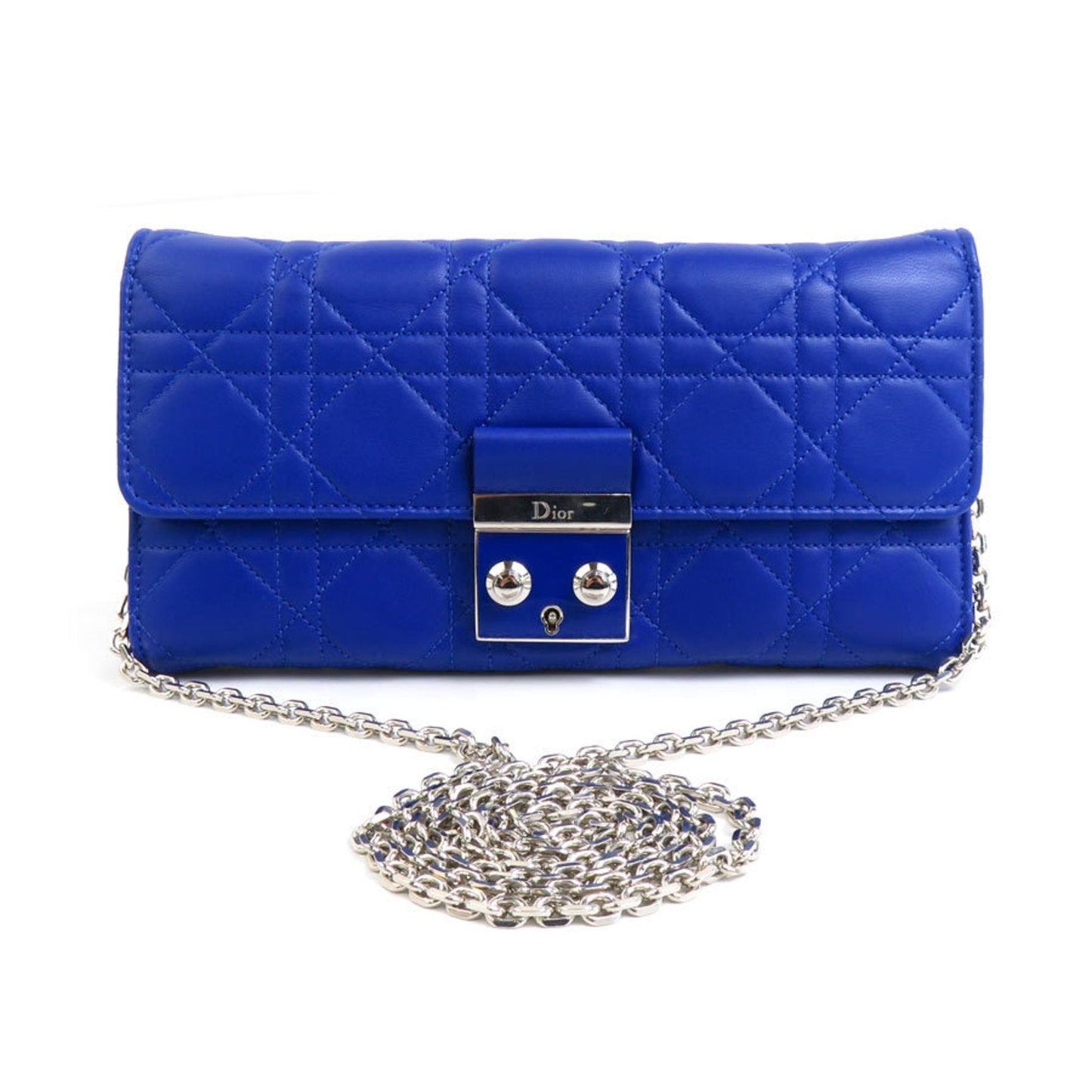 Christian Dior Blue Leather Chain/Shoulder Wallet ()