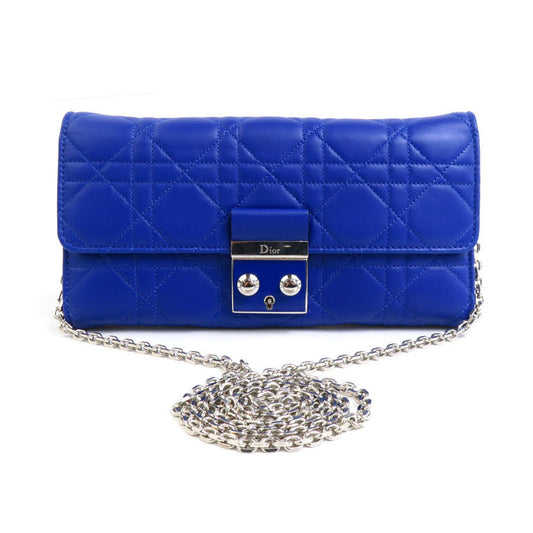 Christian Dior Blue Leather Chain/Shoulder Wallet ()