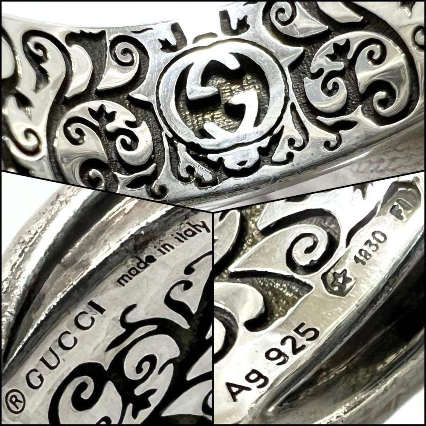 Gucci Blue Enamel Silver 925 Band Ring ( )