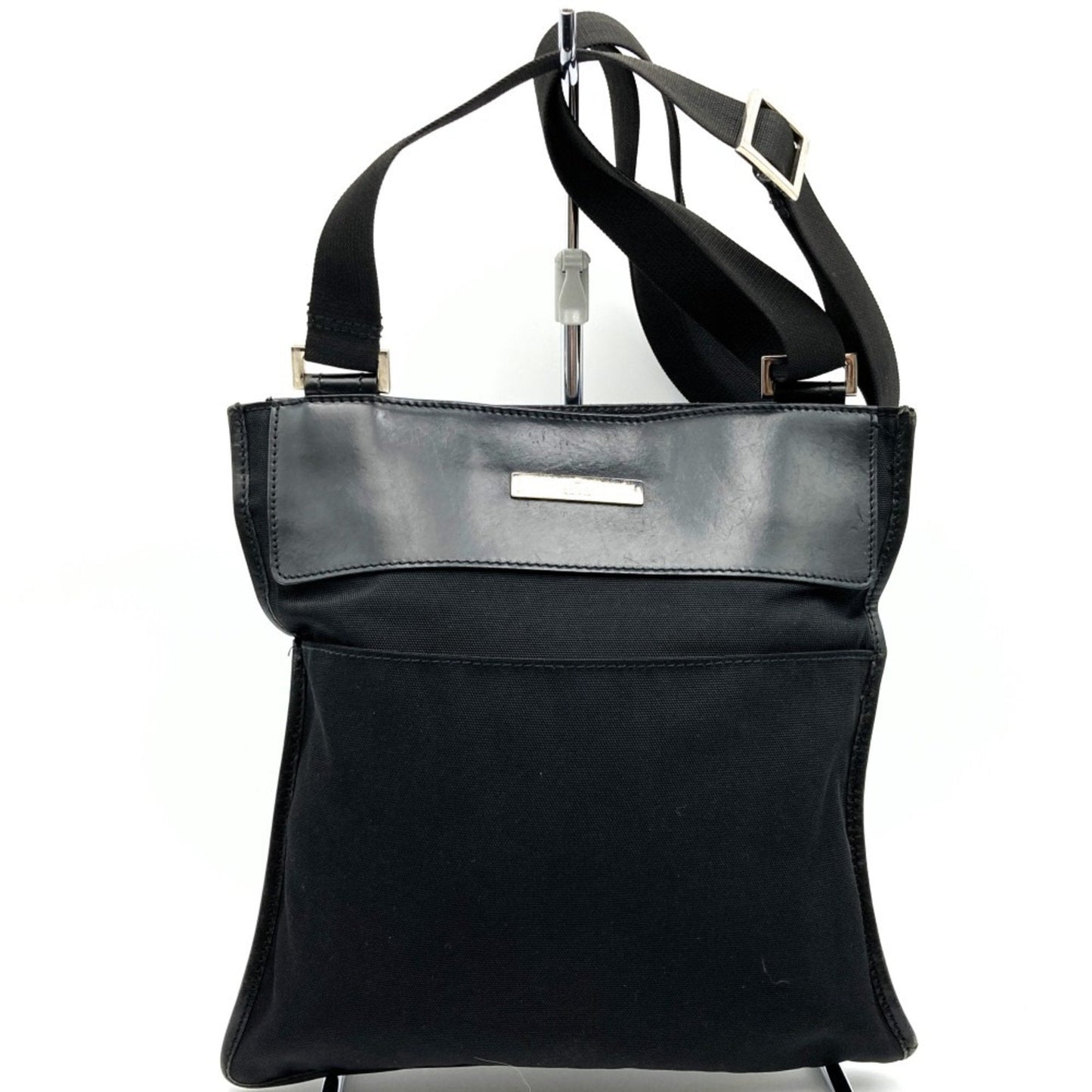 Gucci Black Nylon Leather Shoulder Bag Sling Bag
