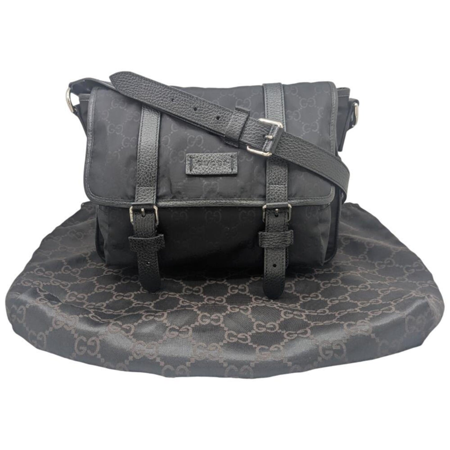 Gucci Black Nylon Leather Shoulder Bag ( )