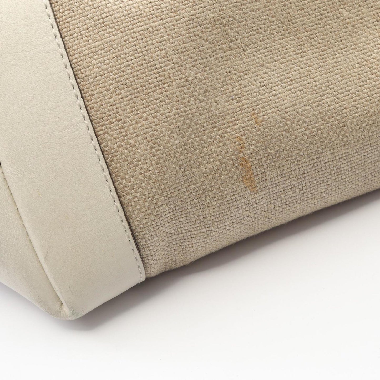 Gucci Beige Canvas Leather Tote Bag ( )