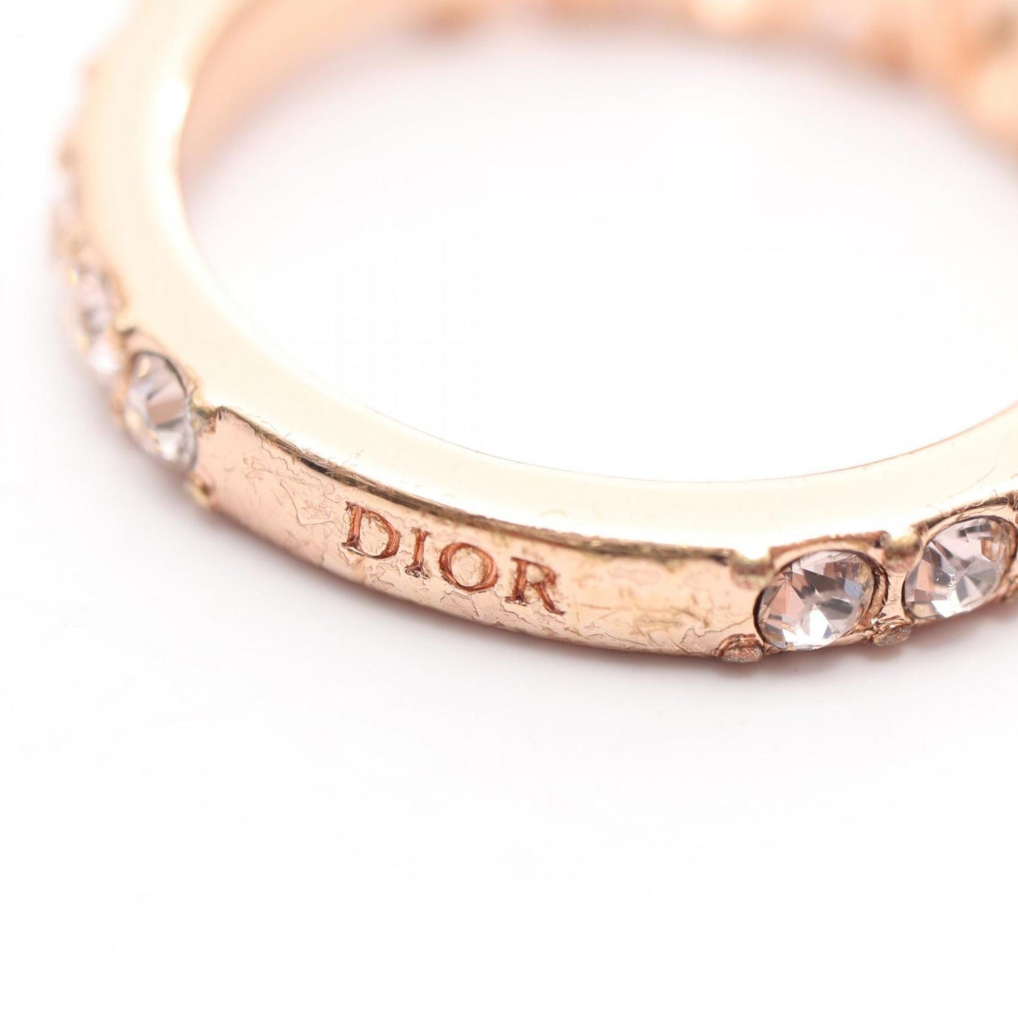 Christian Dior Gold Clear Gold Plating Band Ring ()