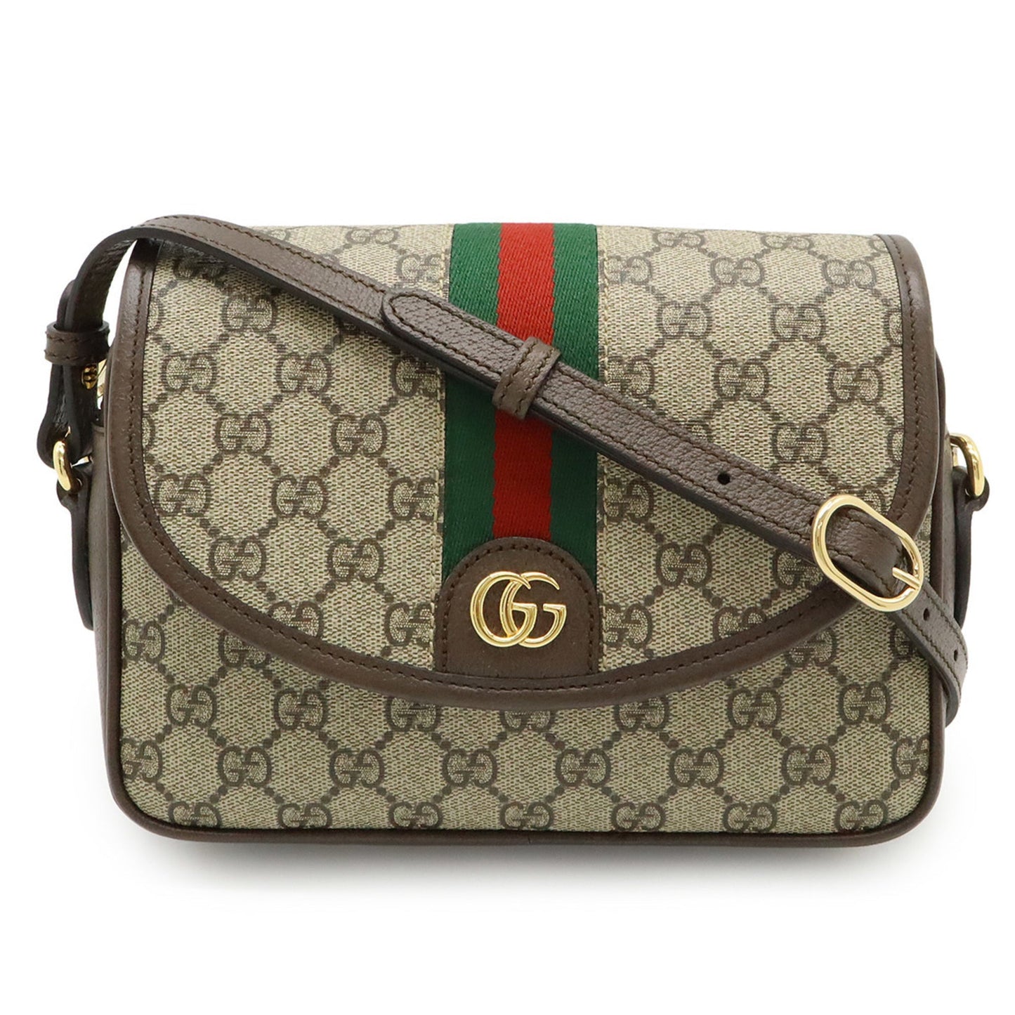 Gucci Beige Brown Green Red Color Gg Supreme Leather Shoulder Bag ( )