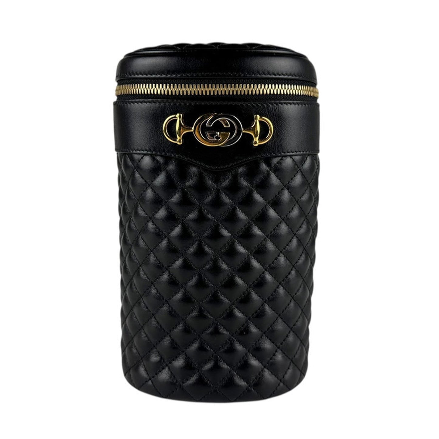 Gucci Black Gold Leather Metal Shoulder Bag ( )