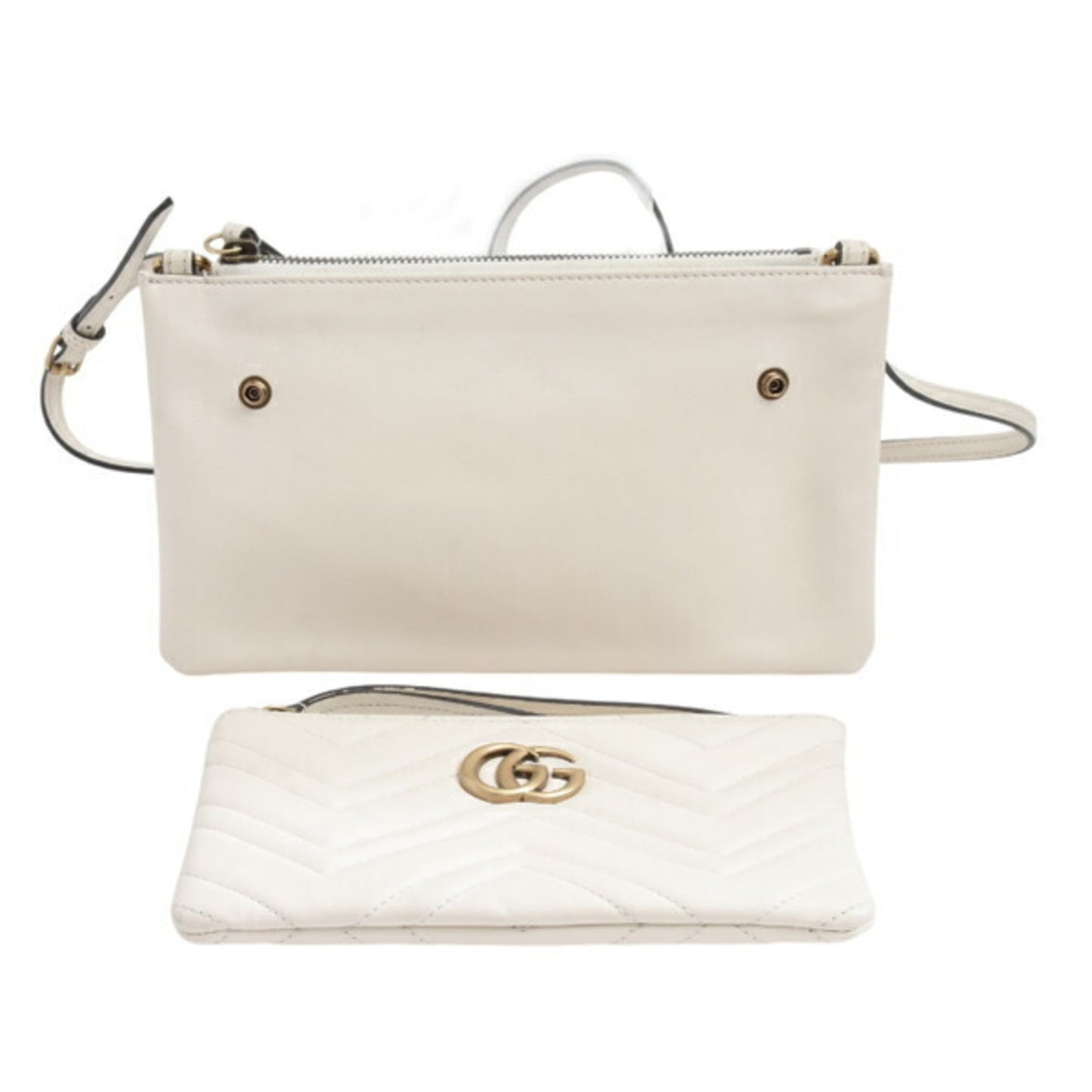Gucci White Leather Pochette Pouch Shoulder Bag ( )