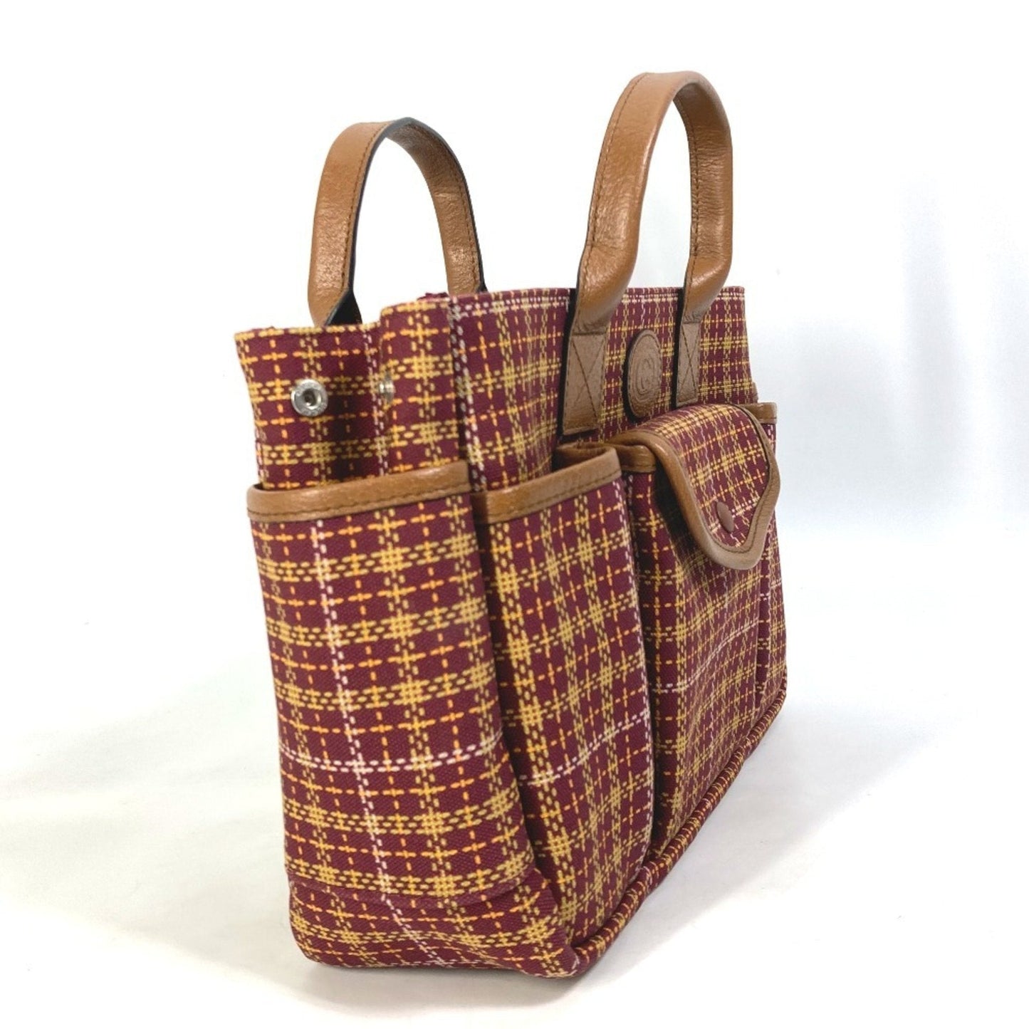 Gucci Bordeaux Brown Canvas Leather Handbag Tote Bag ( )