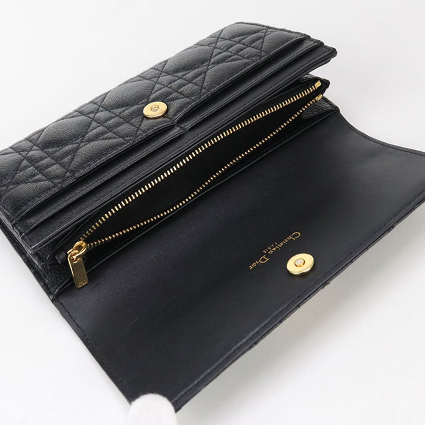 Christian Dior Black Leather Long Wallet (Bi-Fold) ()