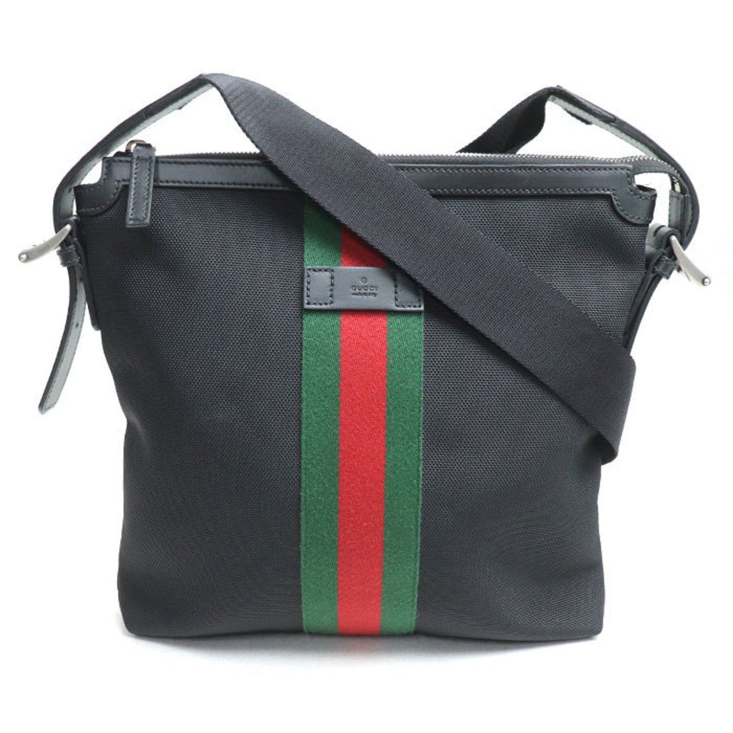Gucci Black Canvas Leather Shoulder Bag ( )