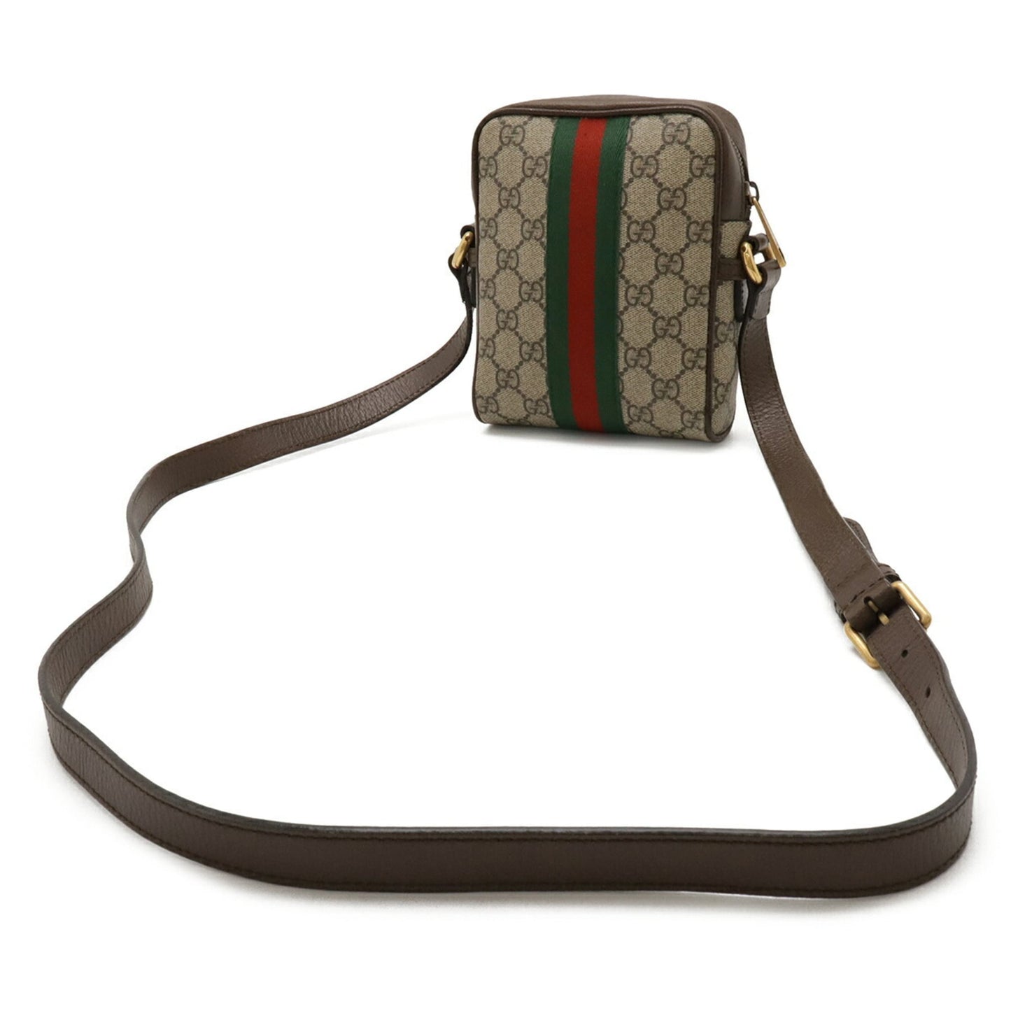 Gucci Beige Brown Green Red Color Gg Supreme Canvas Pvc Leather Pochette Shoulder Bag ( )