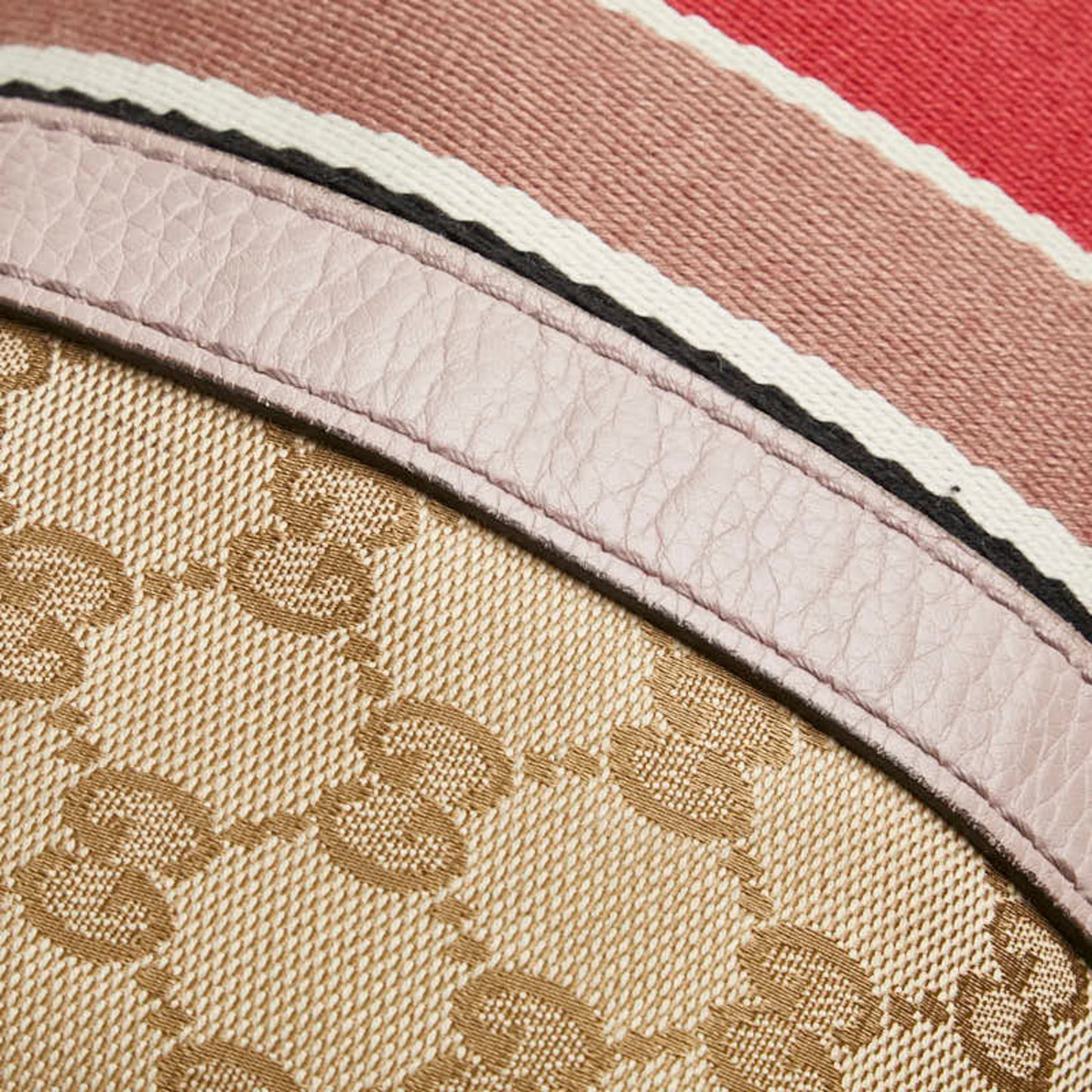 Gucci Beige Pink Canvas Leather Handbag Shoulder Bag ( )