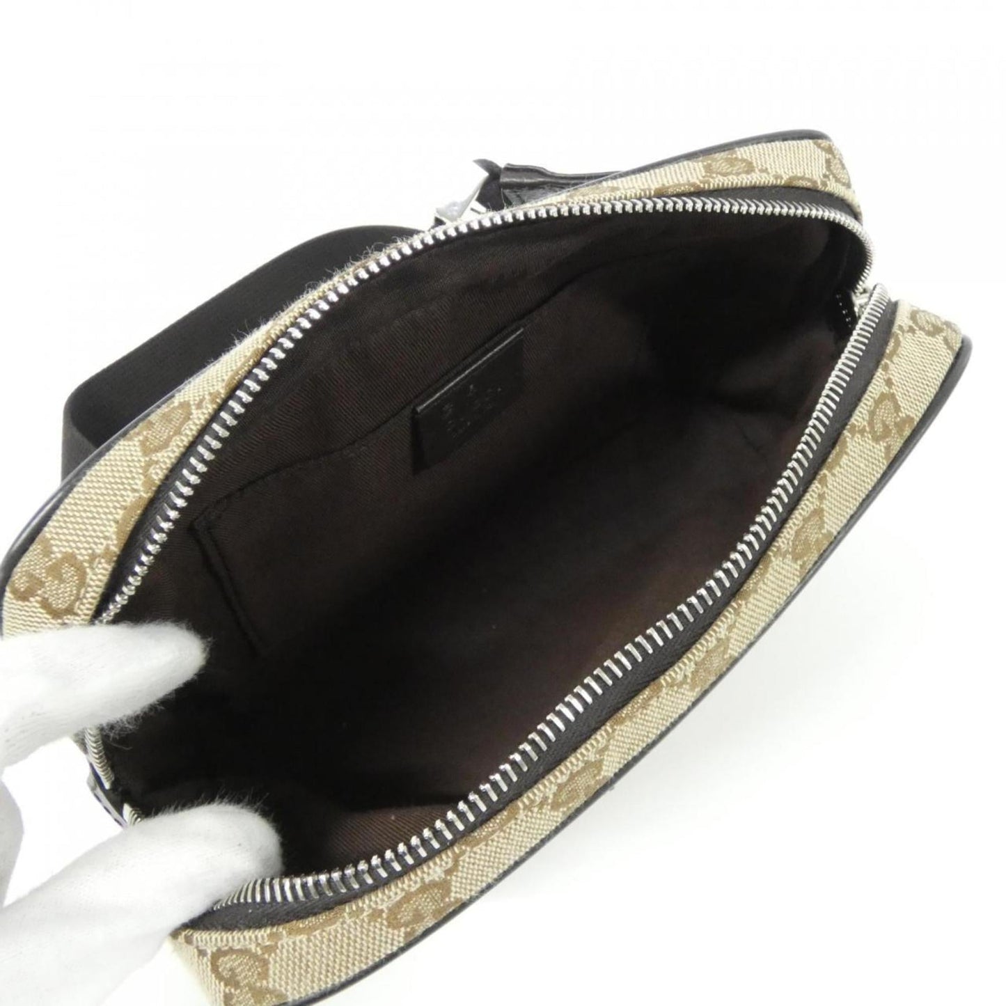 Gucci Beige Brown Gg Canvas Leather Fanny Pack ( )