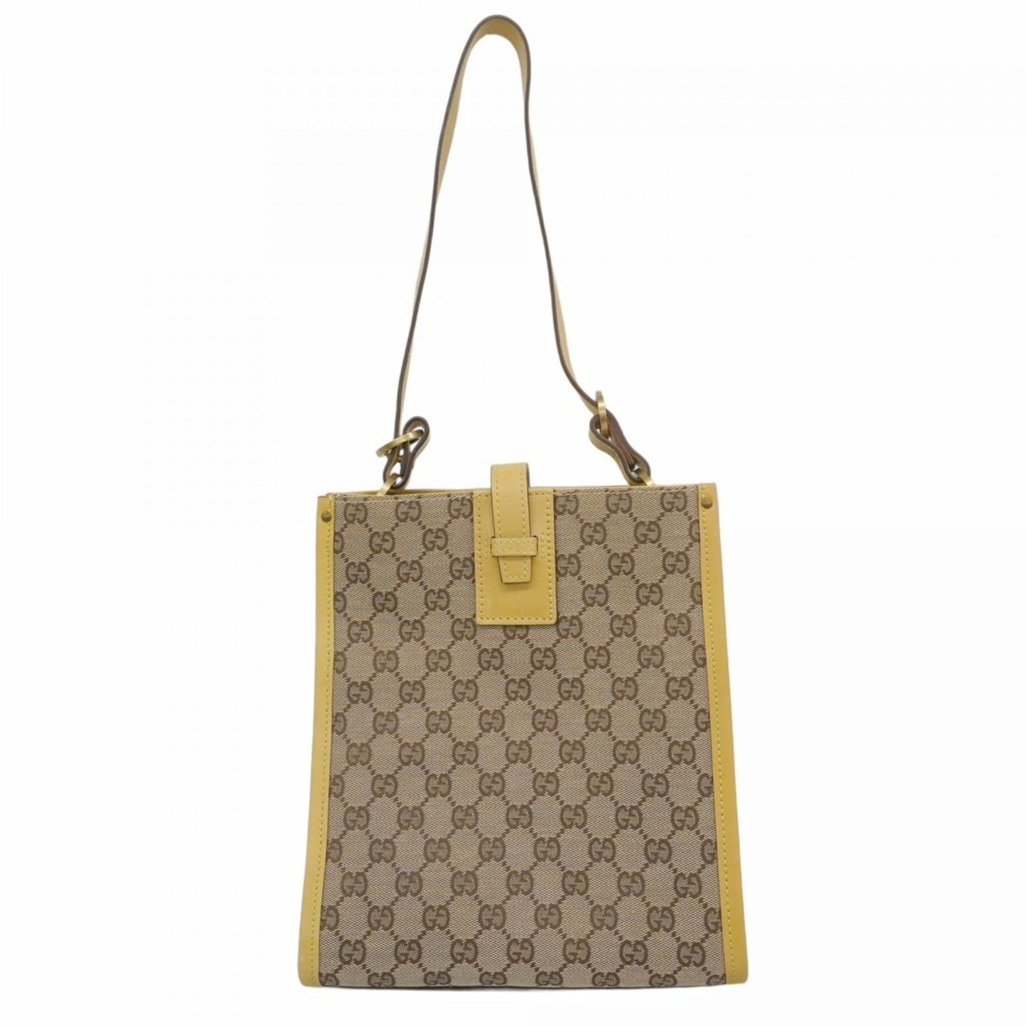 Gucci Beige Yellow Canvas Leather Shoulder Bag ( )