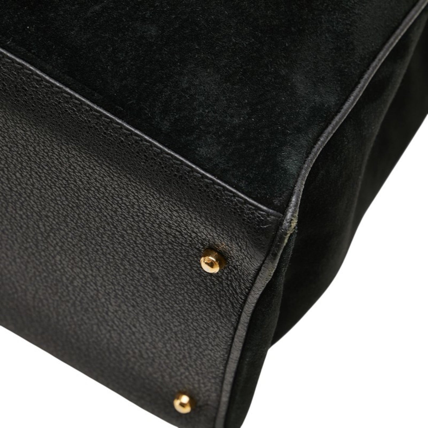 Gucci Bamboo Black Suede Leather Shoulder Bag Tote Bag ( )
