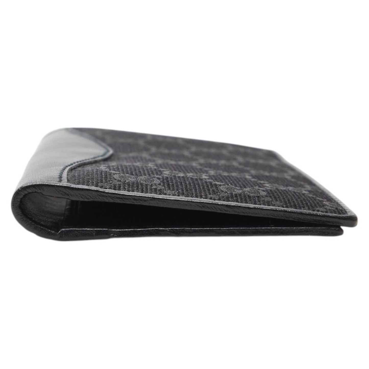 Gucci Black Leather Canvas Long Bill Wallet (Bi-Fold) ( )