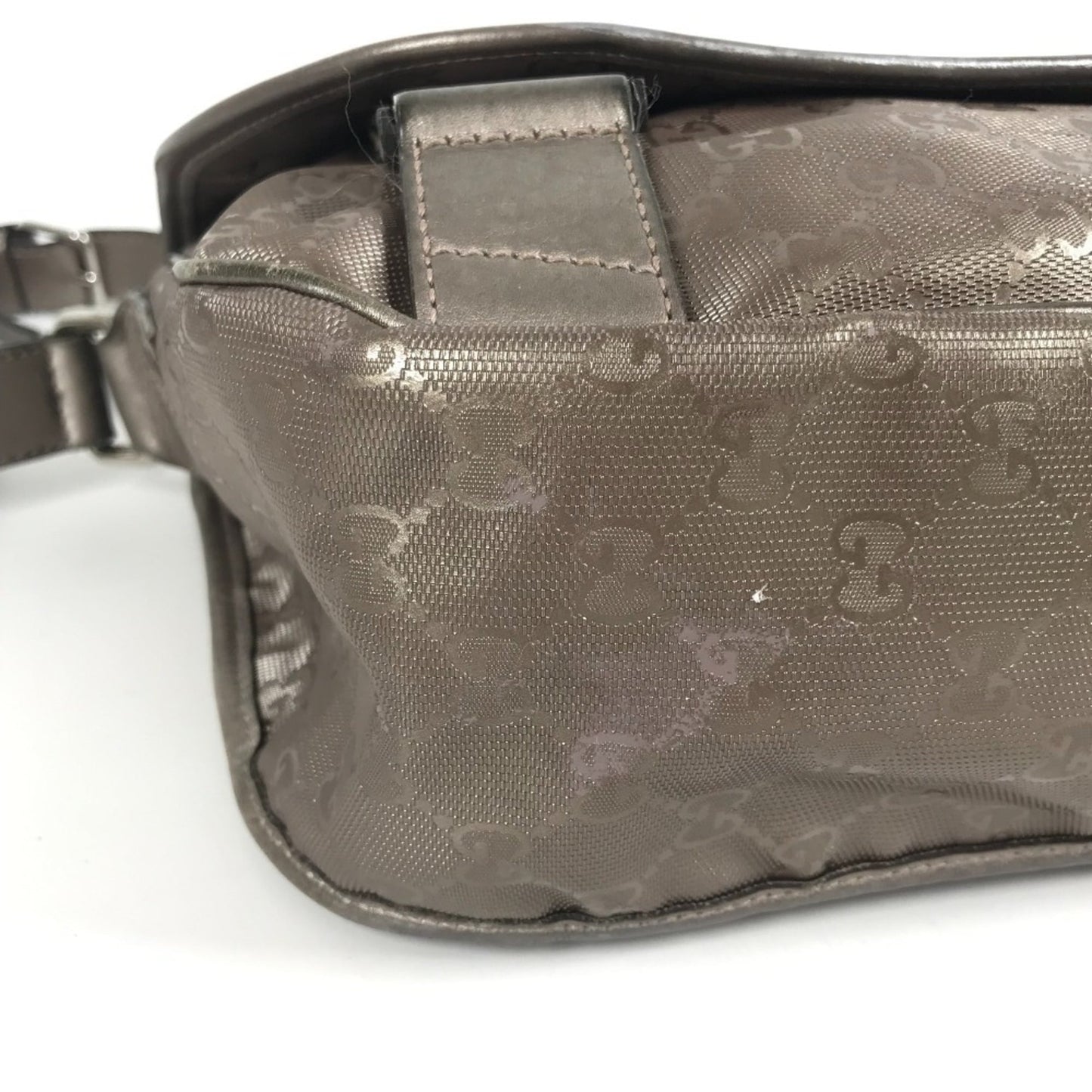 Gucci Metallic Gg Imprimé Leather Messenger Bag Shoulder Bag ( )