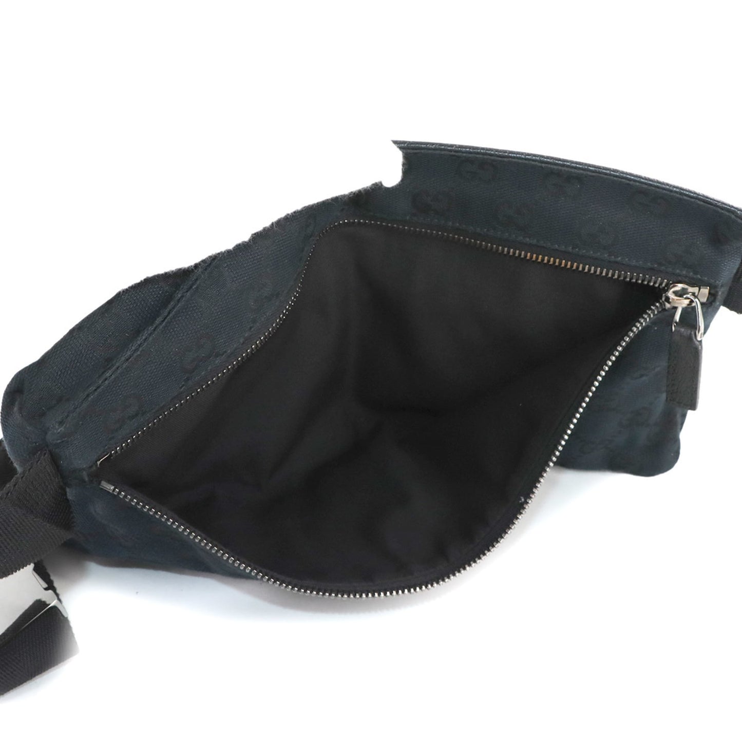 Gucci Black Gg Canvas Leather Fanny Pack ( )