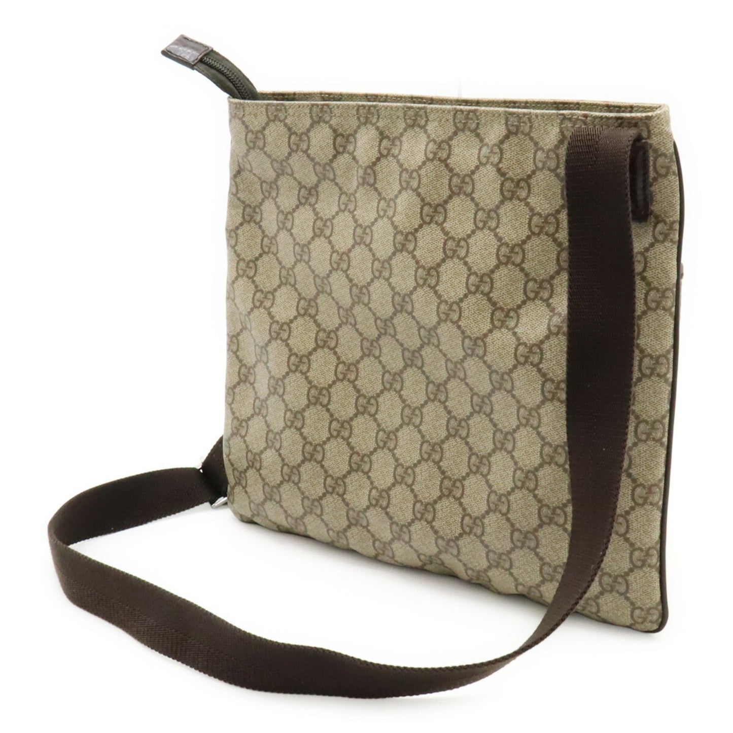 Gucci Beige Dark Brown Pvc Leather Shoulder Bag ( )