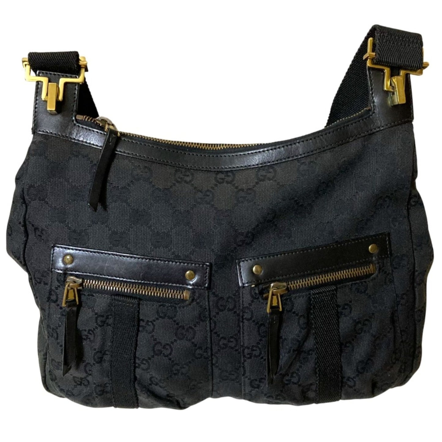 Gucci Black Canvas Shoulder Bag ( )
