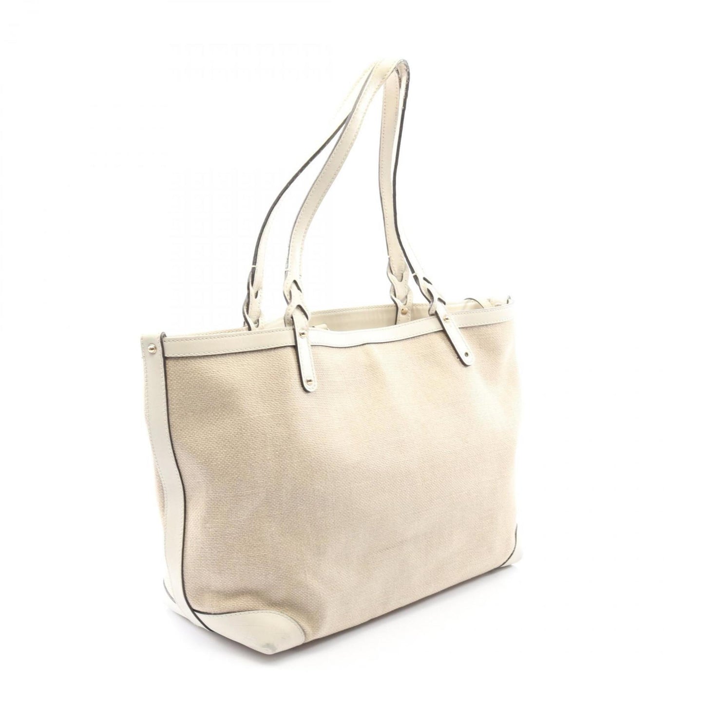 Gucci Beige Canvas Leather Tote Bag ( )