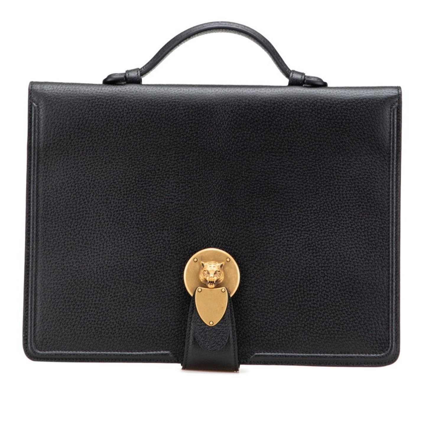 Gucci Black Leather Briefcase Clutch Bag ( )