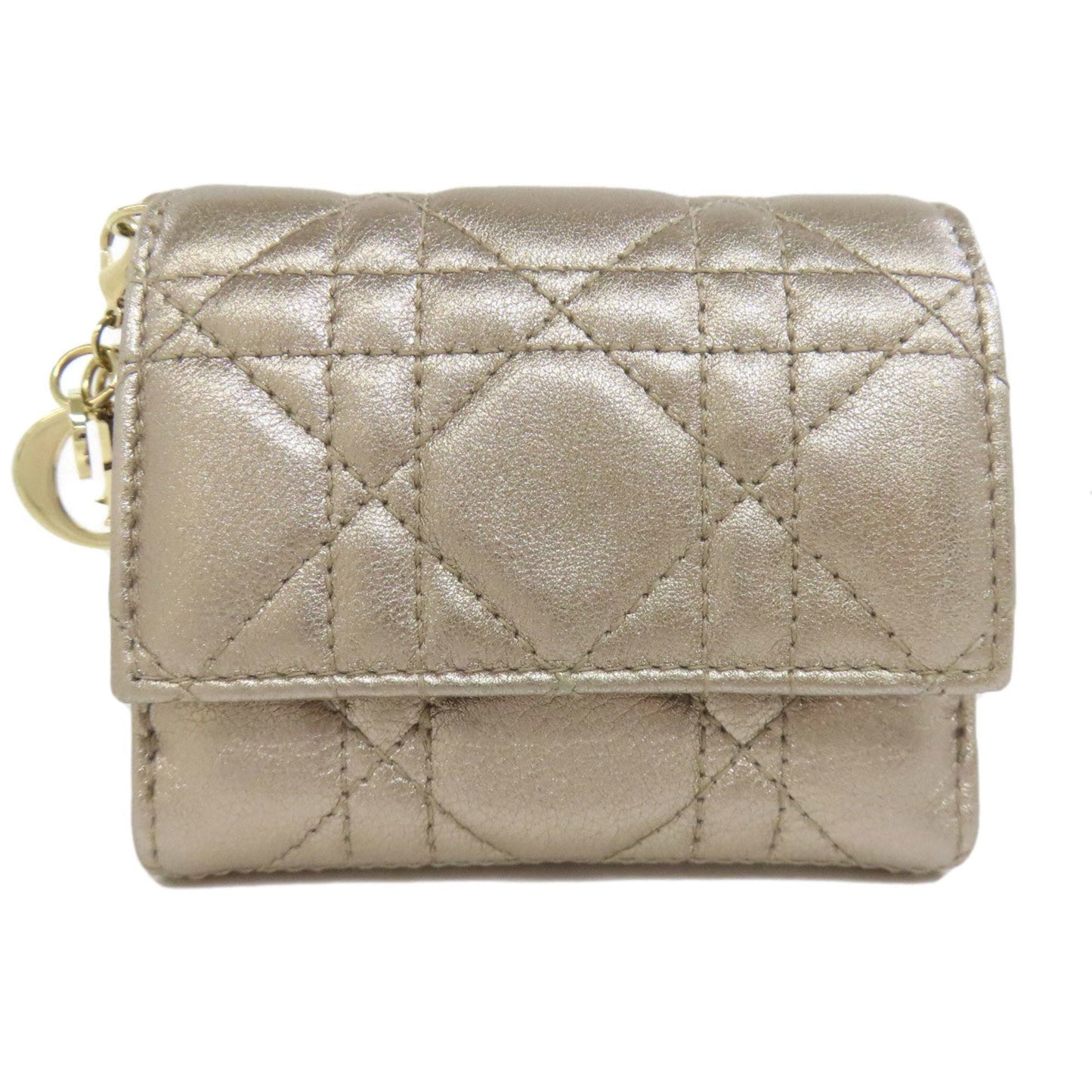Christian Dior Gold Leather Wallet (Bi-Fold) ()