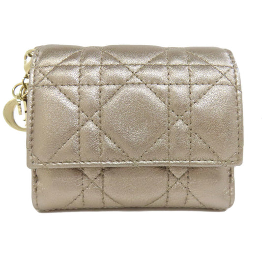 Christian Dior Gold Leather Wallet (Bi-Fold) ()