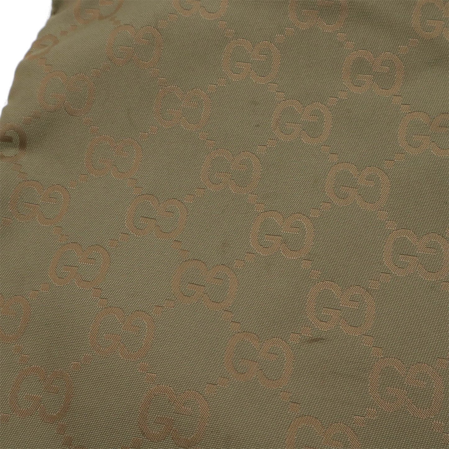 Gucci Green Khaki Nylon Leather Clutch Bag Pouch ( )
