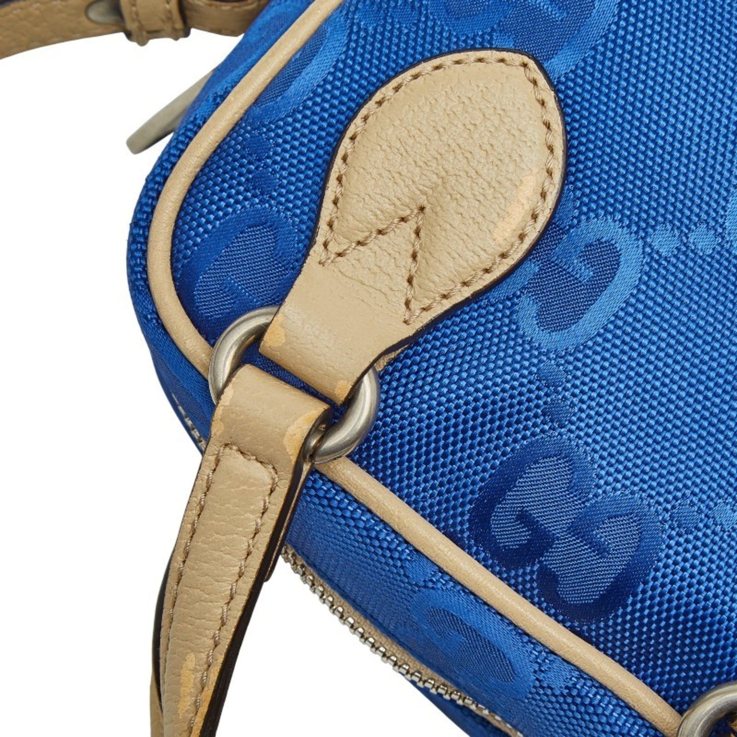 Gucci Blue Nylon Leather Handbag Shoulder Bag ( )