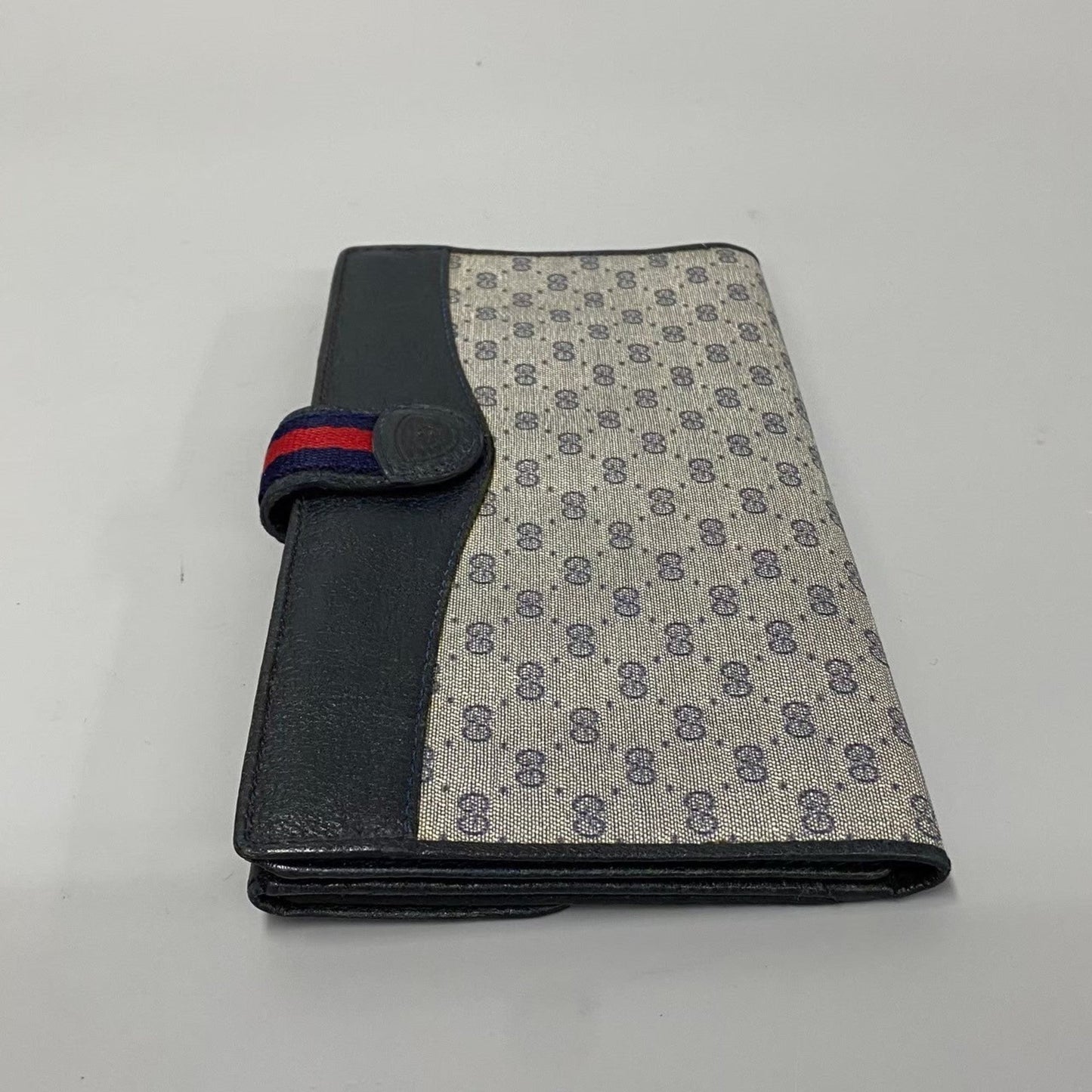 Gucci Navy Red Color Leather Pvc Long Wallet (Bi-Fold) ( )