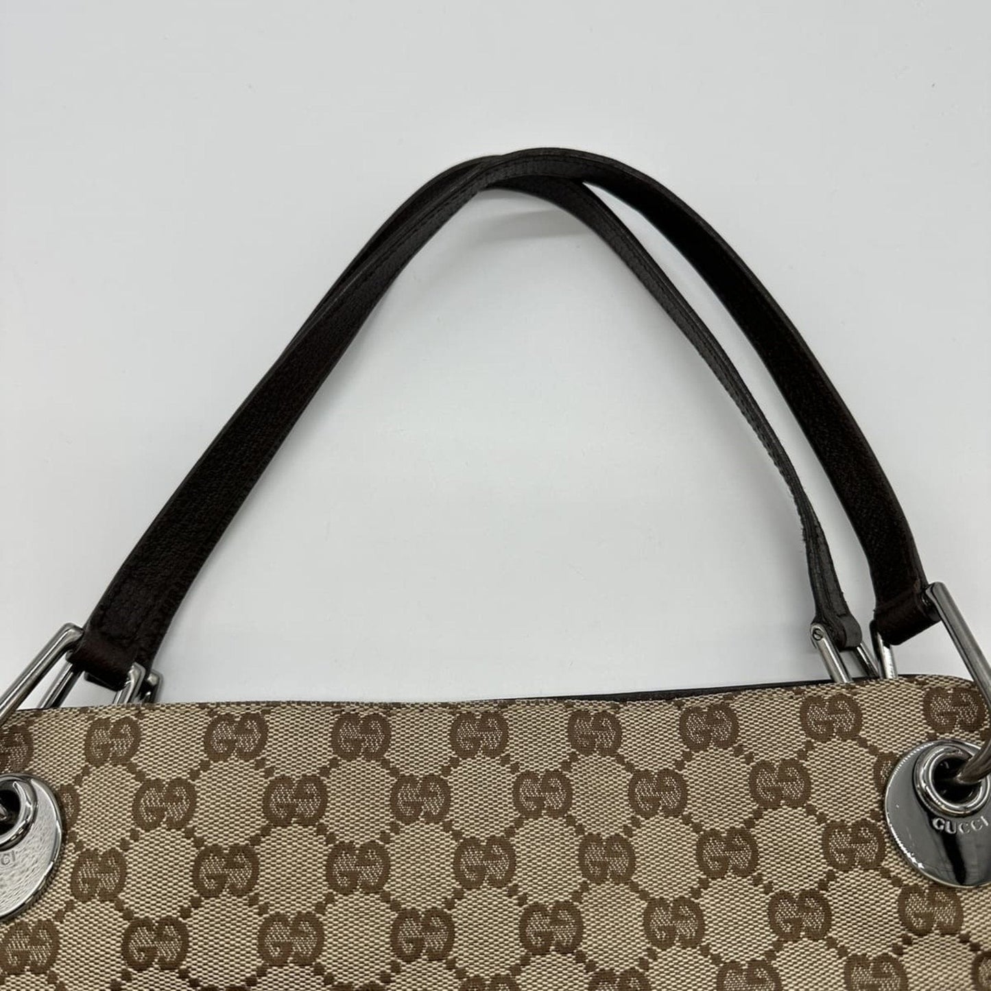 Gucci Gg Canvas Beige Gg Canvas Leather Shoulder Bag Tote Bag ( )