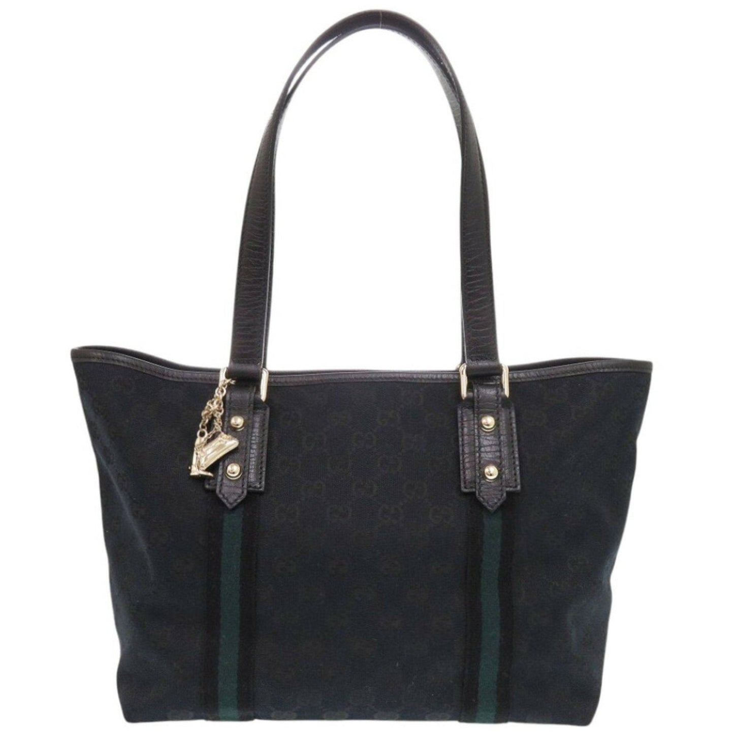 Gucci Black Green Canvas Tote Bag ( )