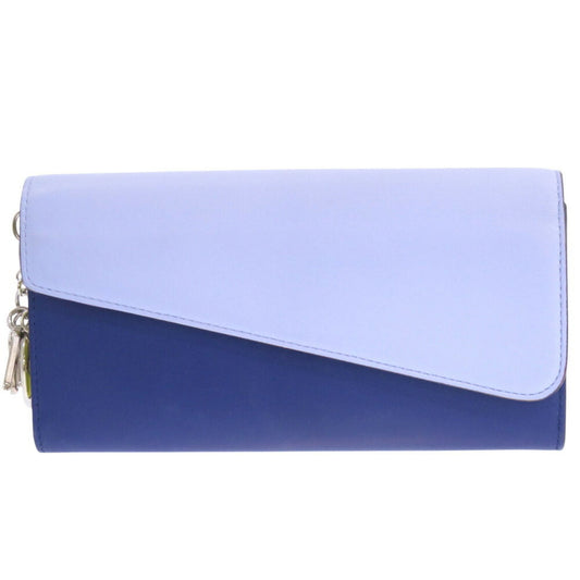 Christian Dior Blue Yellow Leather Long Wallet (Bi-Fold) ()