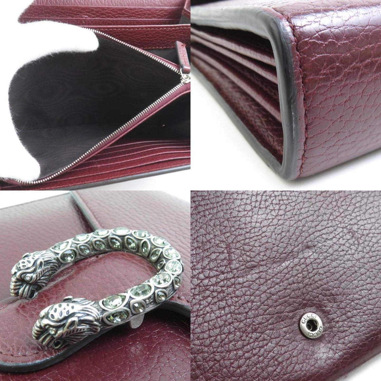 Gucci Bordeaux Leather Chain/Shoulder Wallet ( )