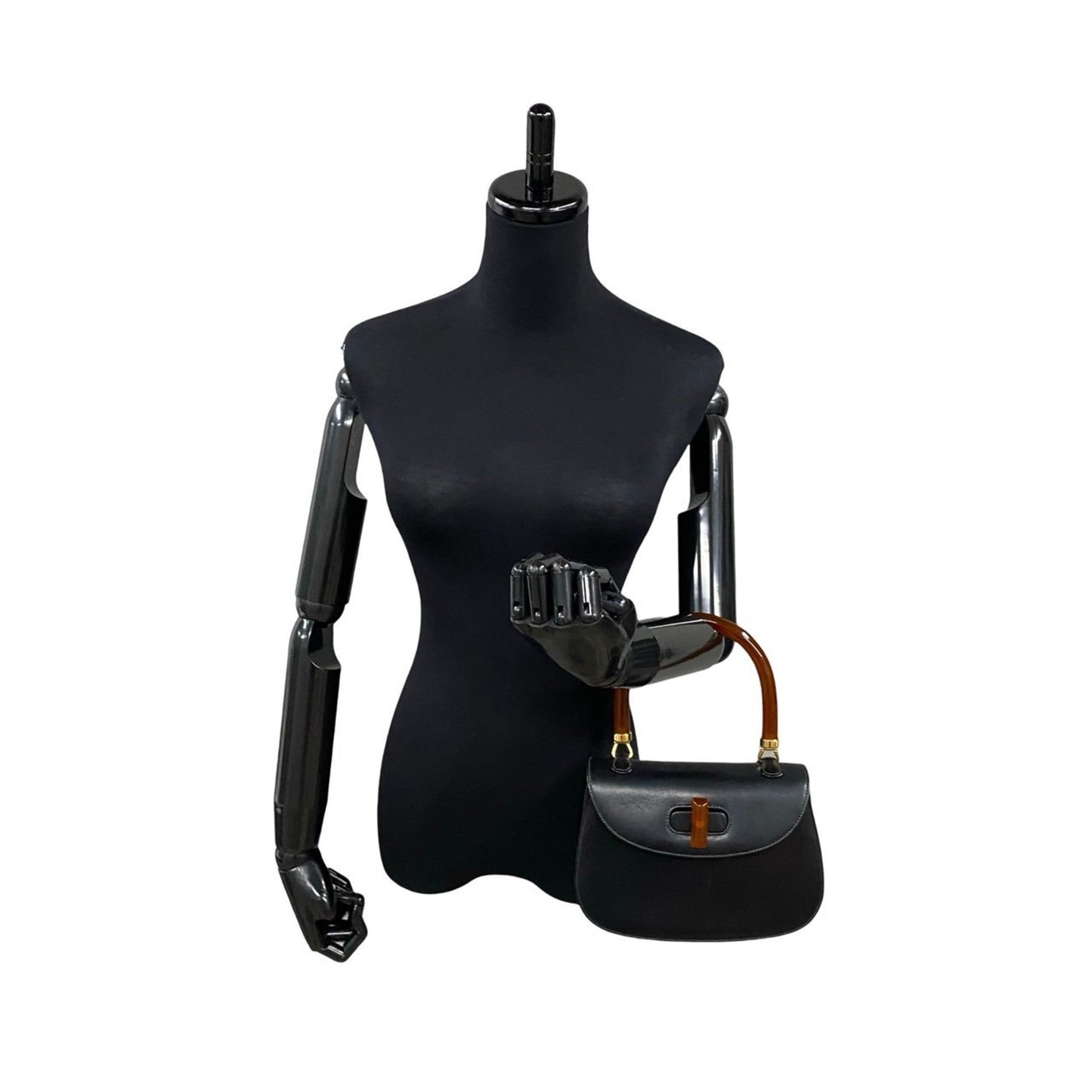 Gucci Black Leather Handbag Tote Bag ( )