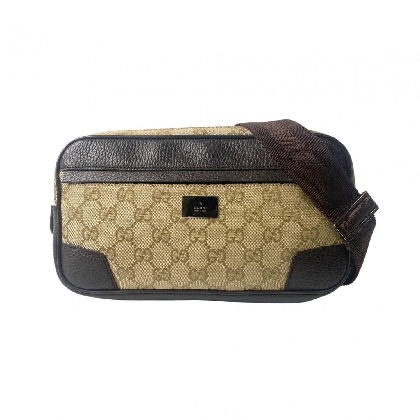 Gucci Brown Canvas Leather Pouch Sling Bag ( )