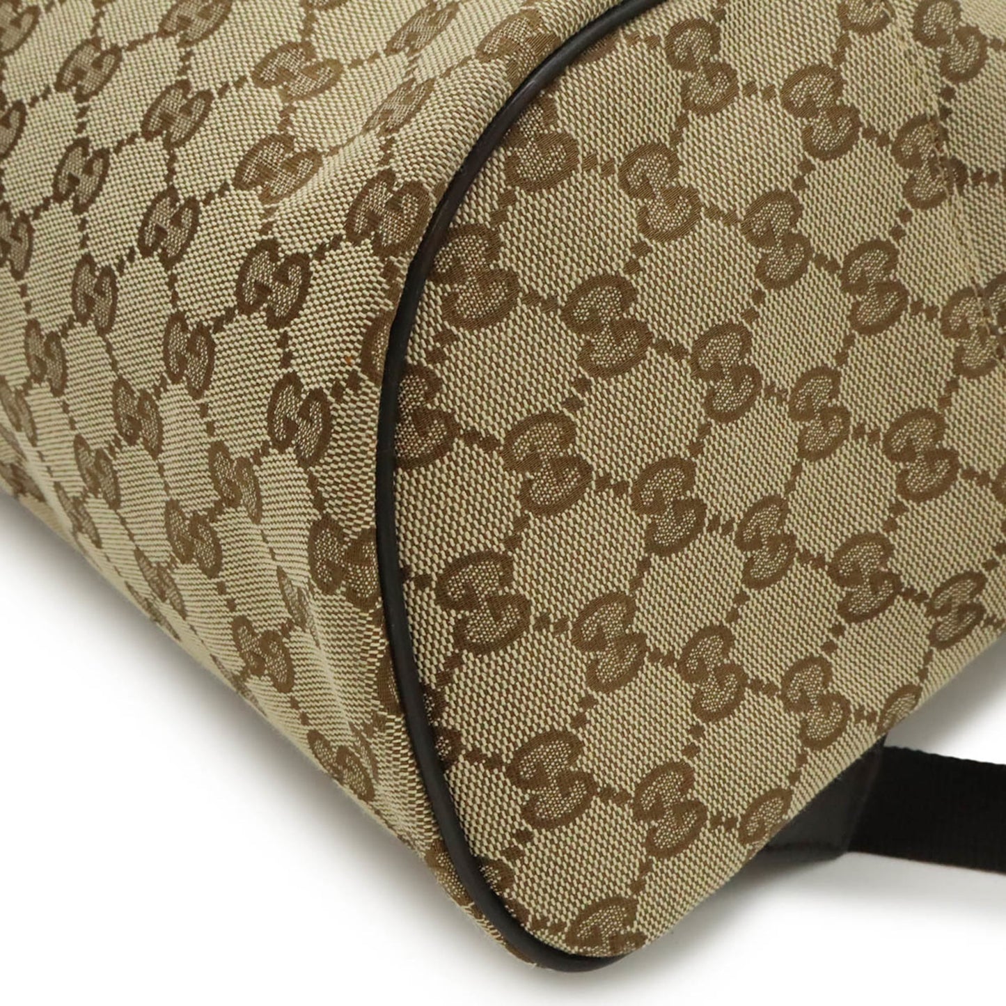 Gucci Gg Canvas Beige Dark Brown Gg Canvas Leather Backpack ( )