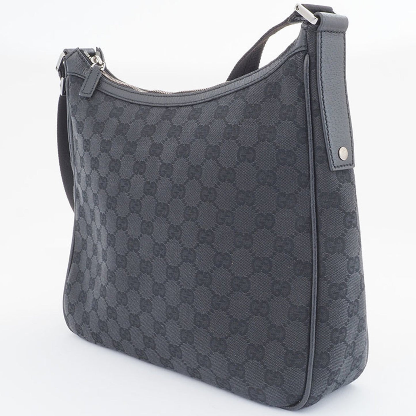 Gucci Gg Canvas Black Canvas Leather Shoulder Bag ( )