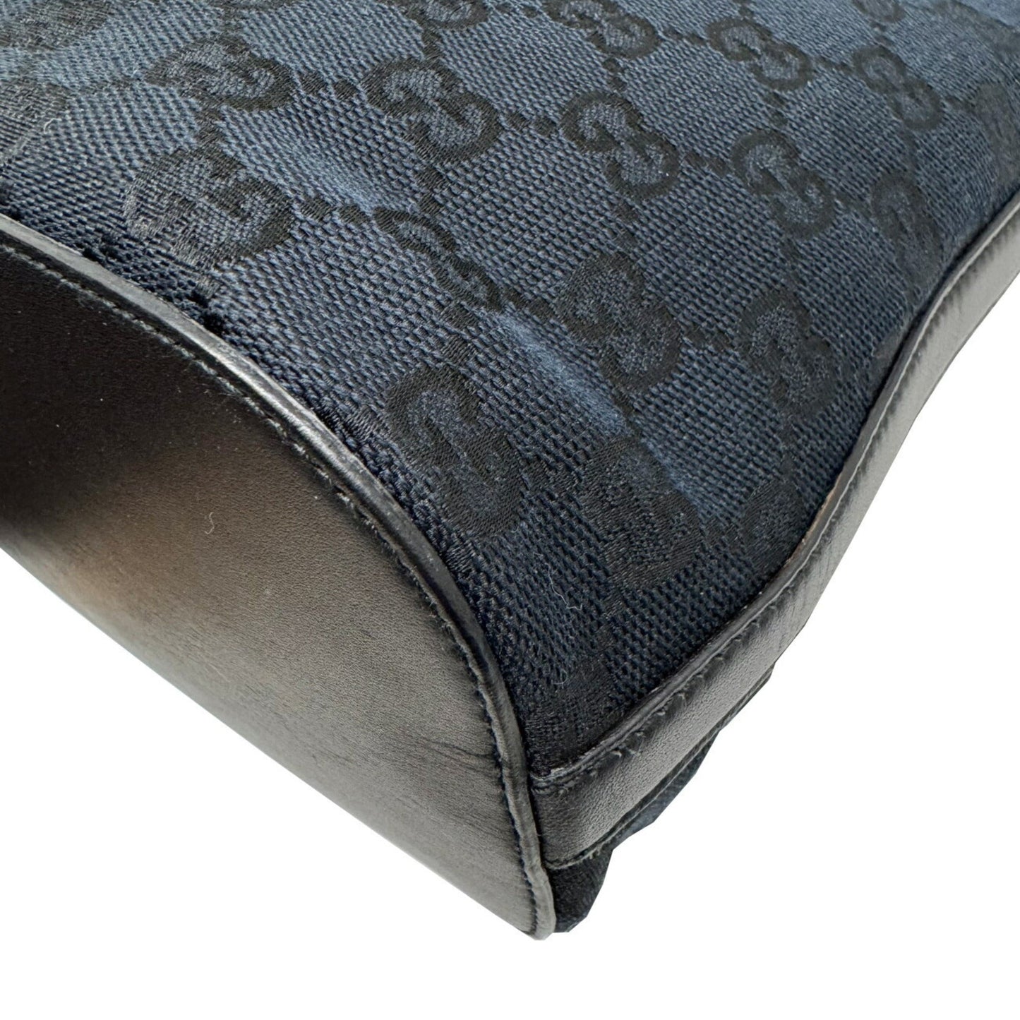 Gucci Black Gg Canvas Leather Shoulder Bag ( )