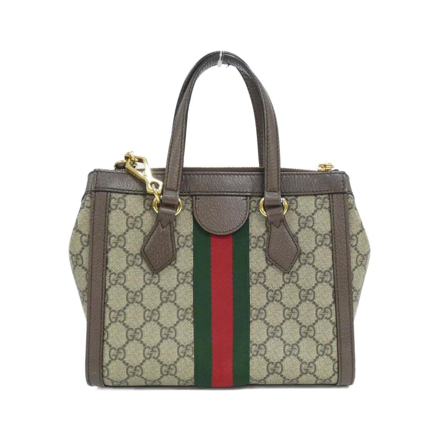 Gucci Beige Brown Gg Supreme Canvas Leather Handbag ( )