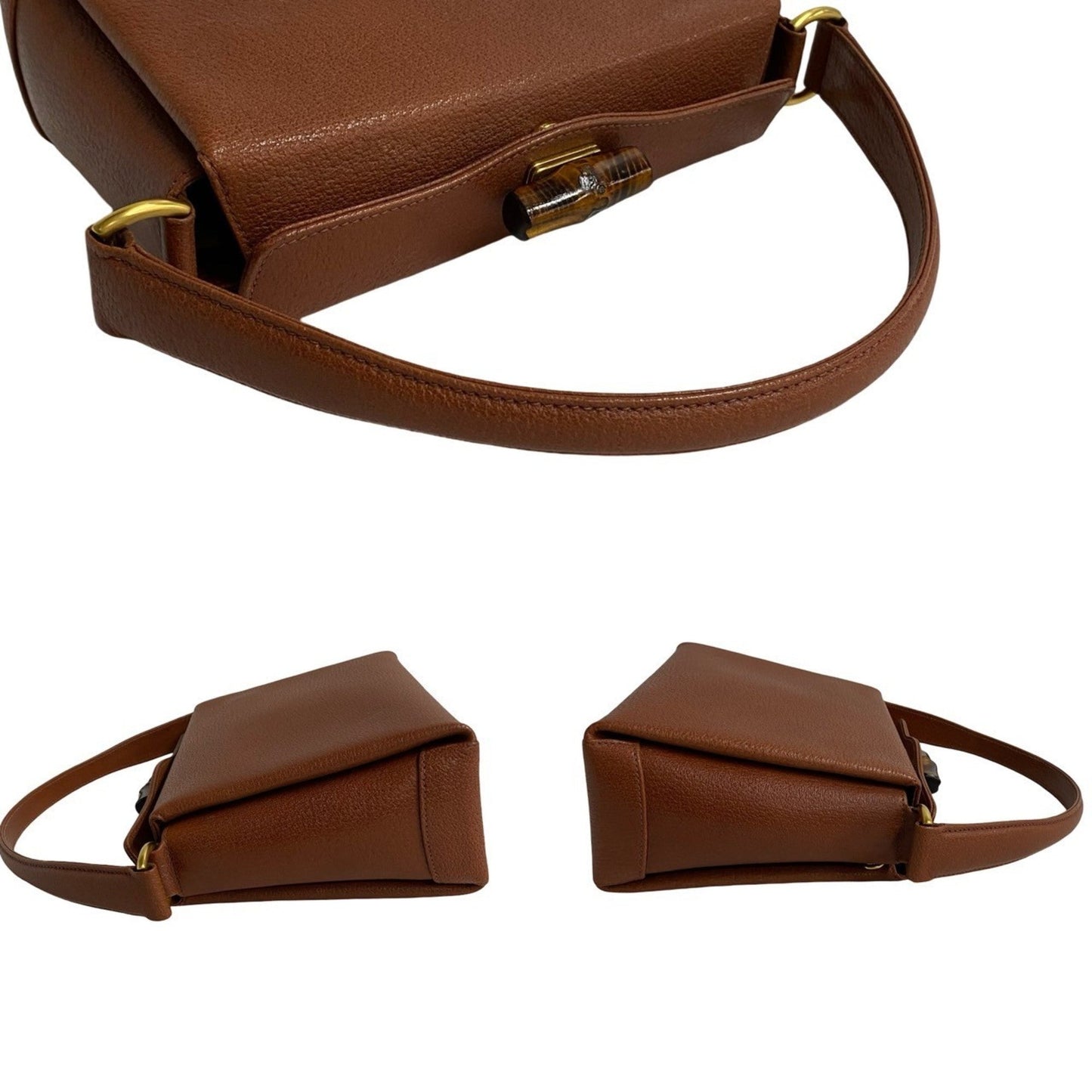Gucci Brown Leather Handbag Tote Bag ( )