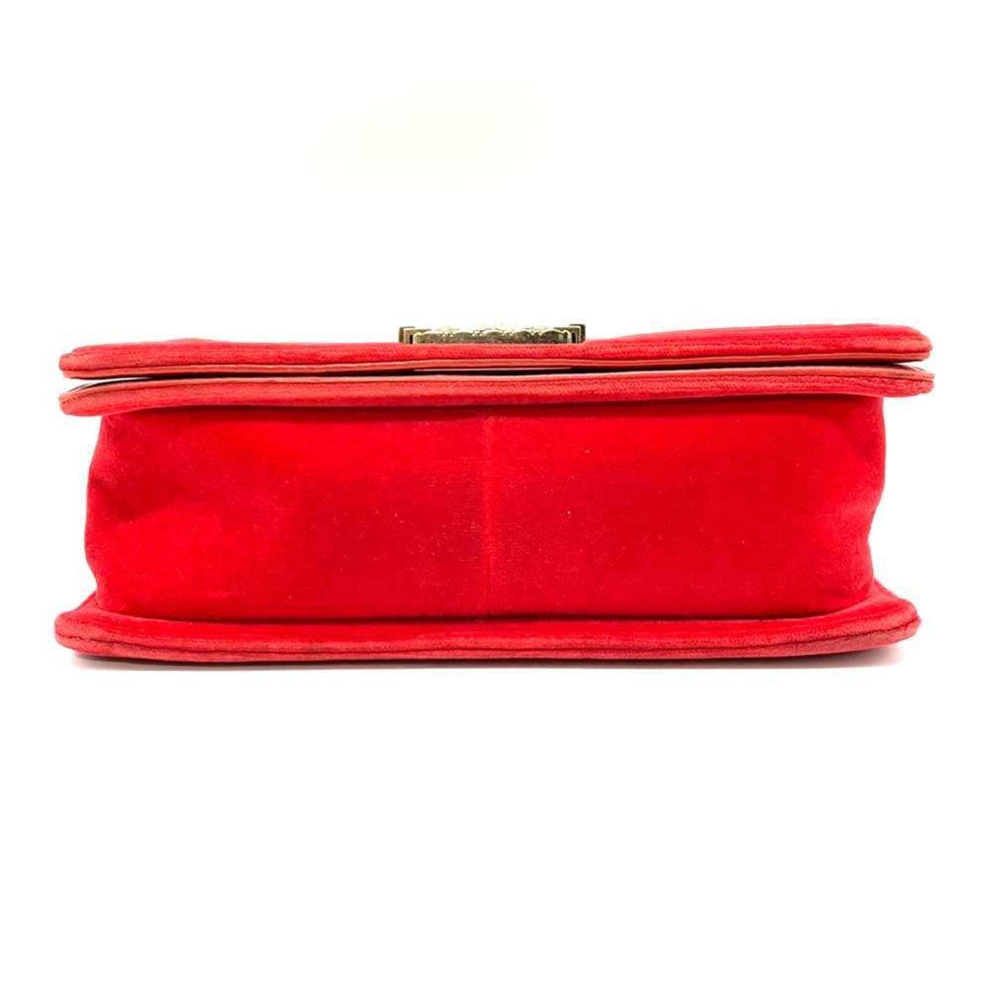 Chanel Bag Boy Chain Shoulder Red x Green Checkered Horizontal Women's Velour Canvas CHANEL