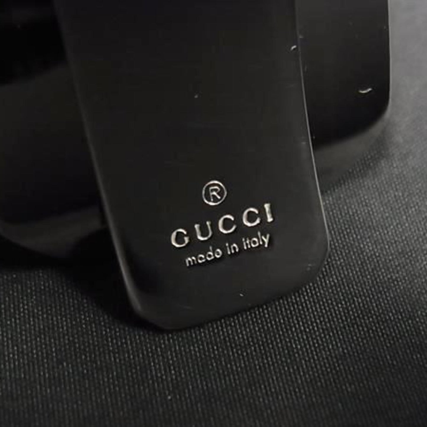 Gucci Silver Brown Leather Metal Money Clip ( )